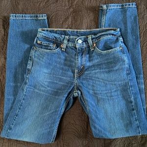 Levi’s 511 blue jeans.  Straight leg.  Classic.  Slim. Tall. Size 28 x 32.